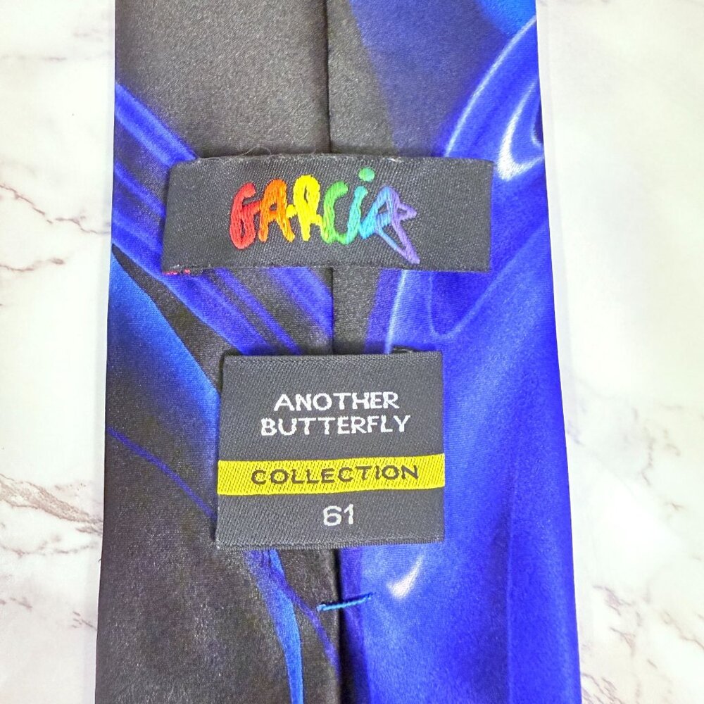 Jerry Garcia Another Butterfly Collection 61 Blue Silk Neck Tie Abstract Pattern - Picture 5 of 10